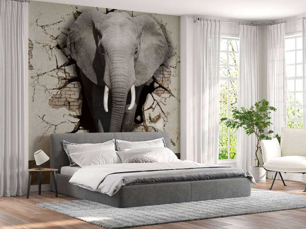 3D elefant fra veggen