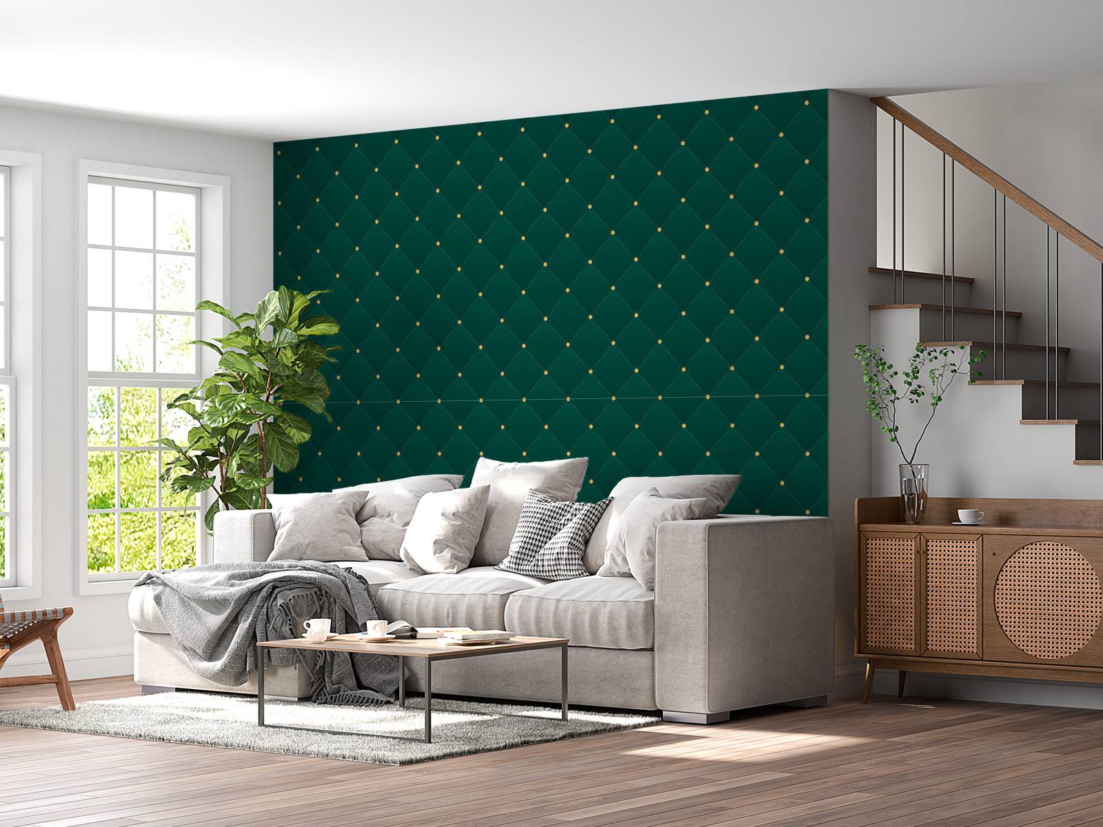 Mørkgroen chesterfield mønster
