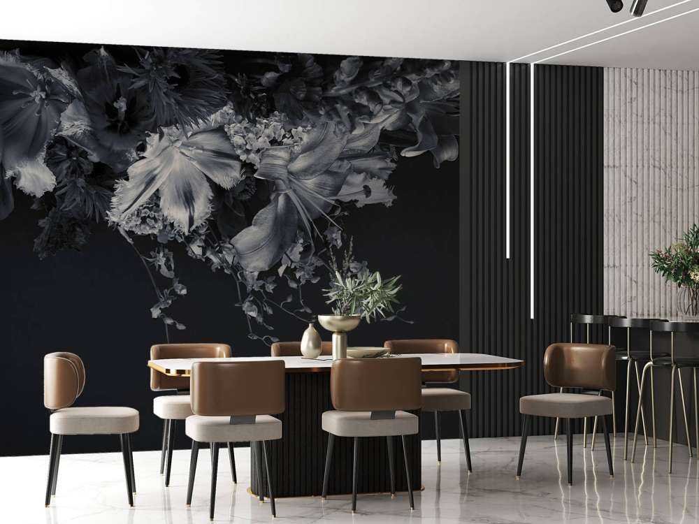 Komposittblomster i svart-hvitt