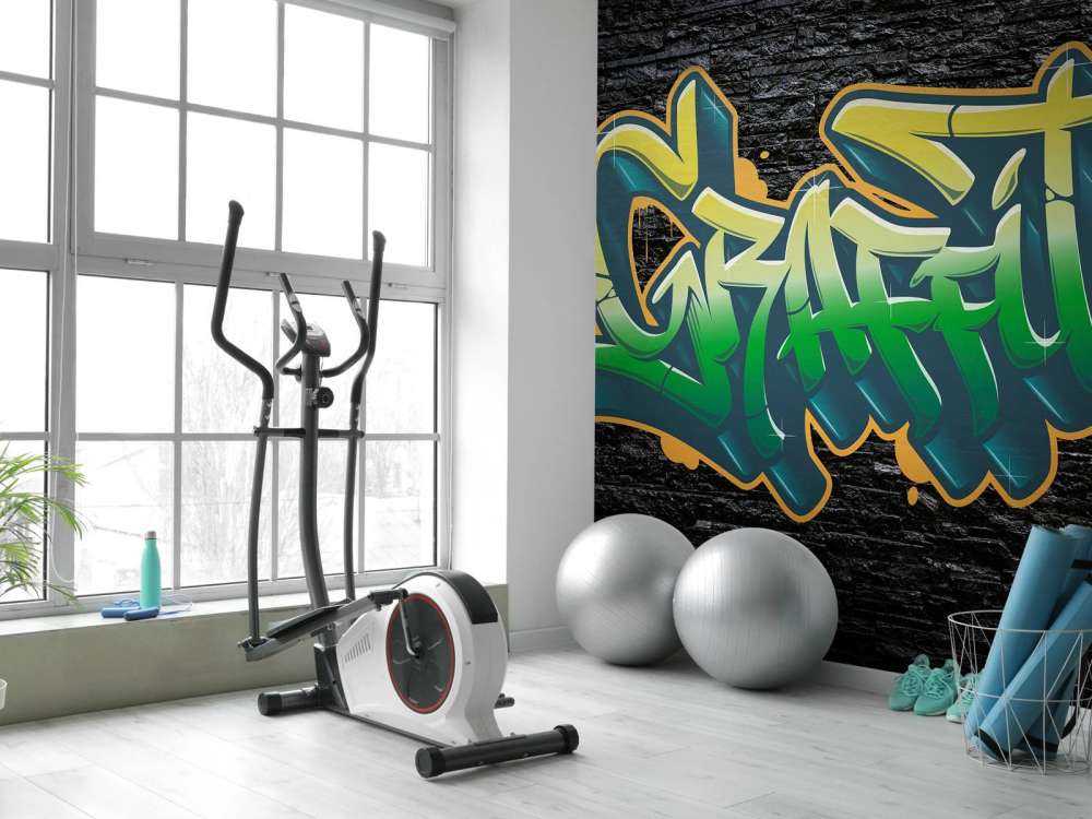 Graffiti på vegg av svarte steiner