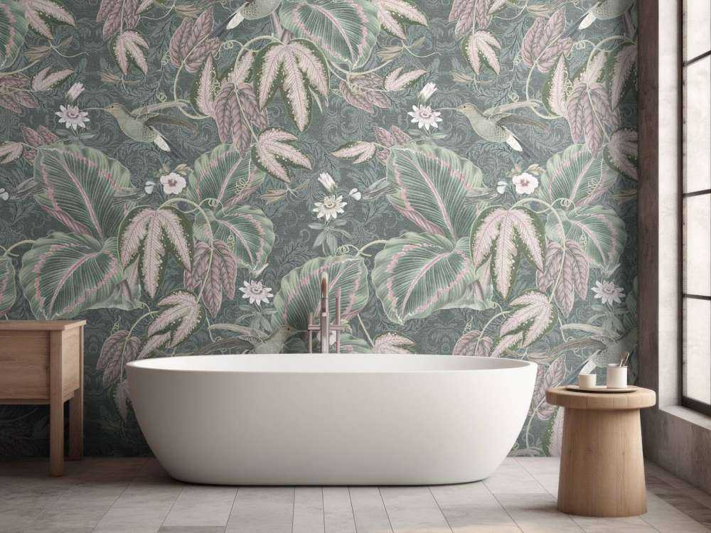 Tropiske paradisfugler - vintage grønn