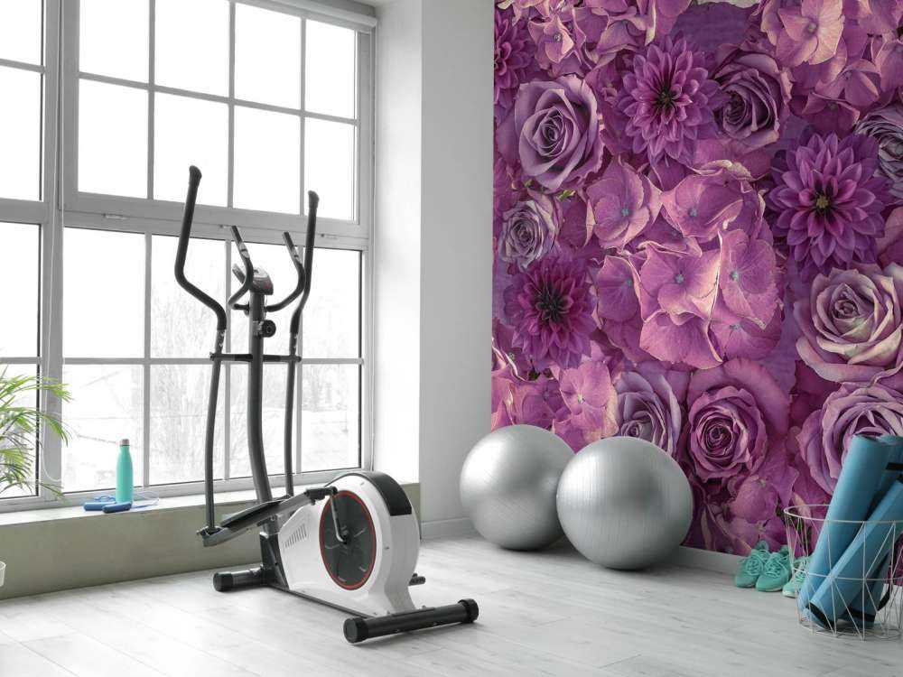 Lilla hortensiaer, roser og georginer