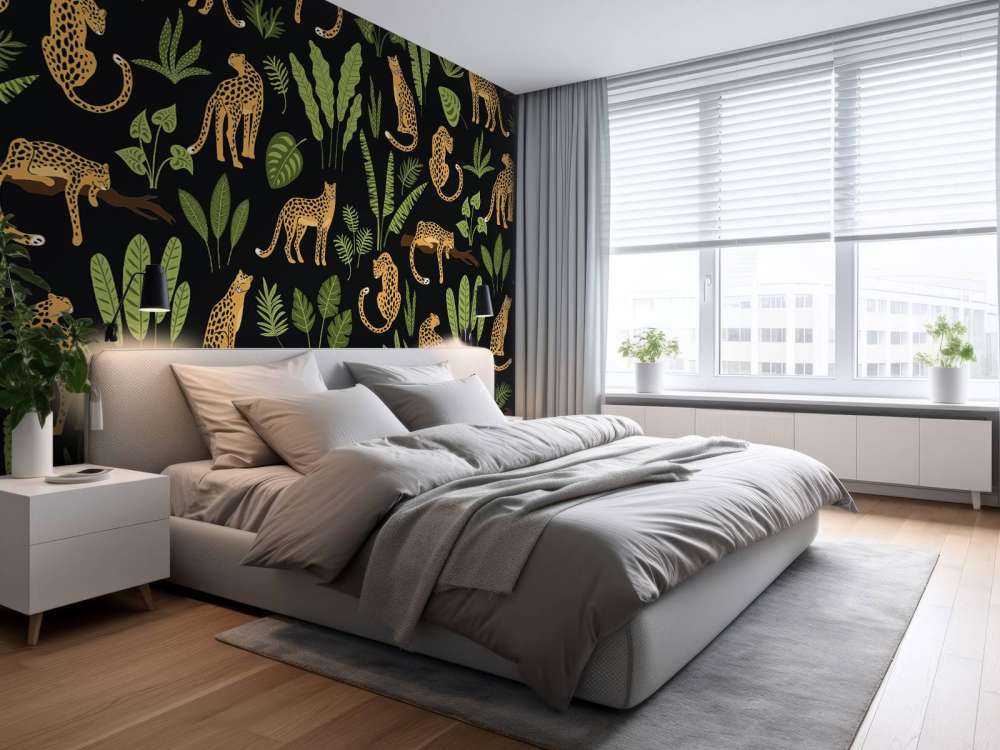 Leopardmønster på svart tapet