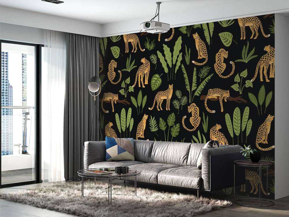 Leopardmønster på svart tapet