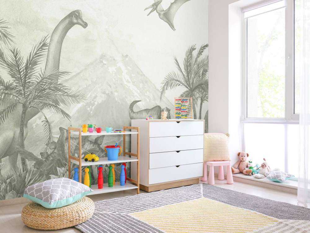 Olika dinosaurier i grönt