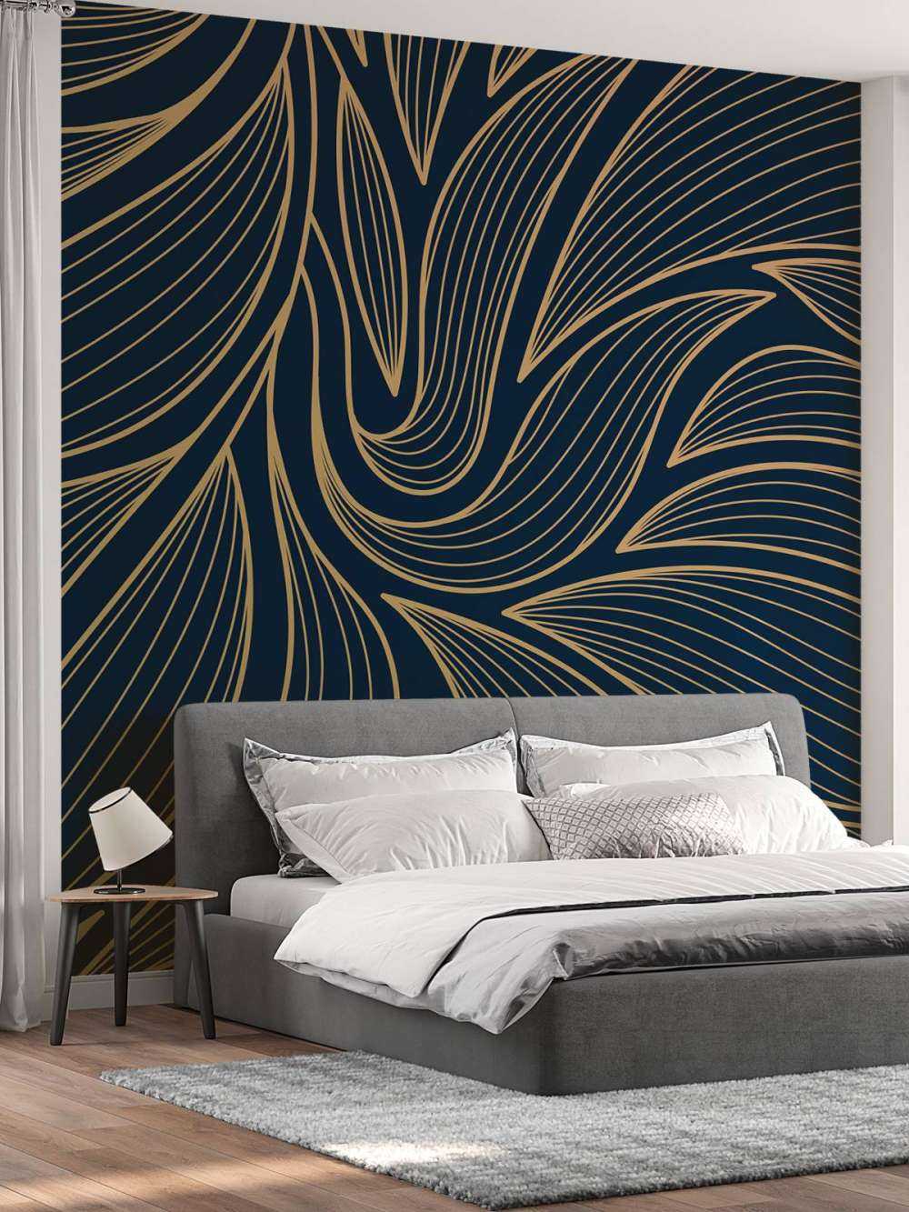 Art deco blommor blå