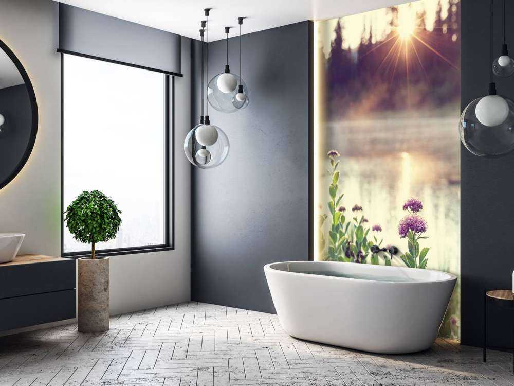 Förångande sjö med blommor