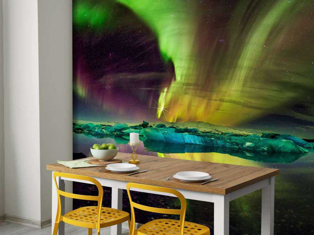 Norrsken i Jökulsárlón