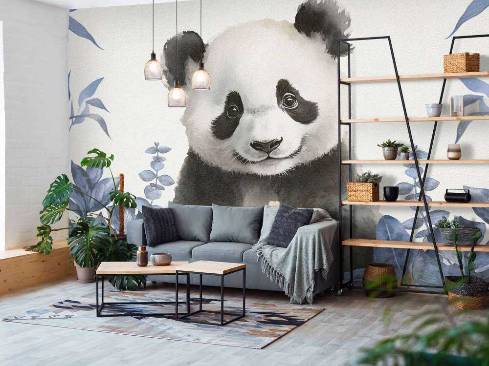 Pandabarn i djungeln blå