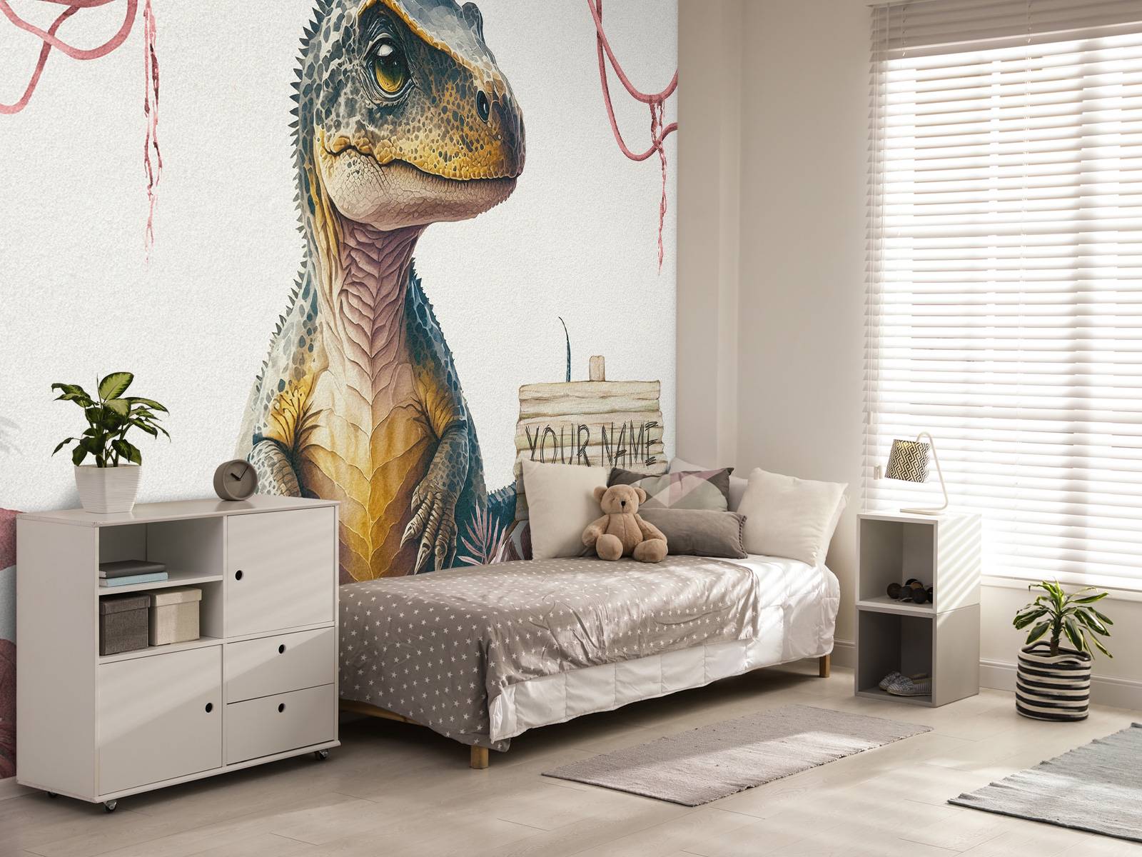 Baby t-rex i den rosa djungeln
