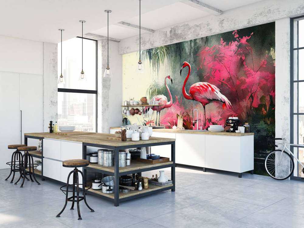 Karminröd Flamingo Skiss