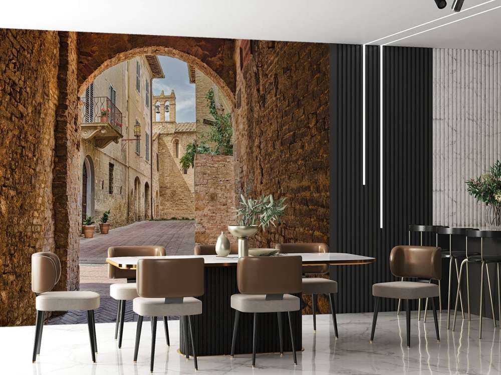 Genomskinlig gränd med valv