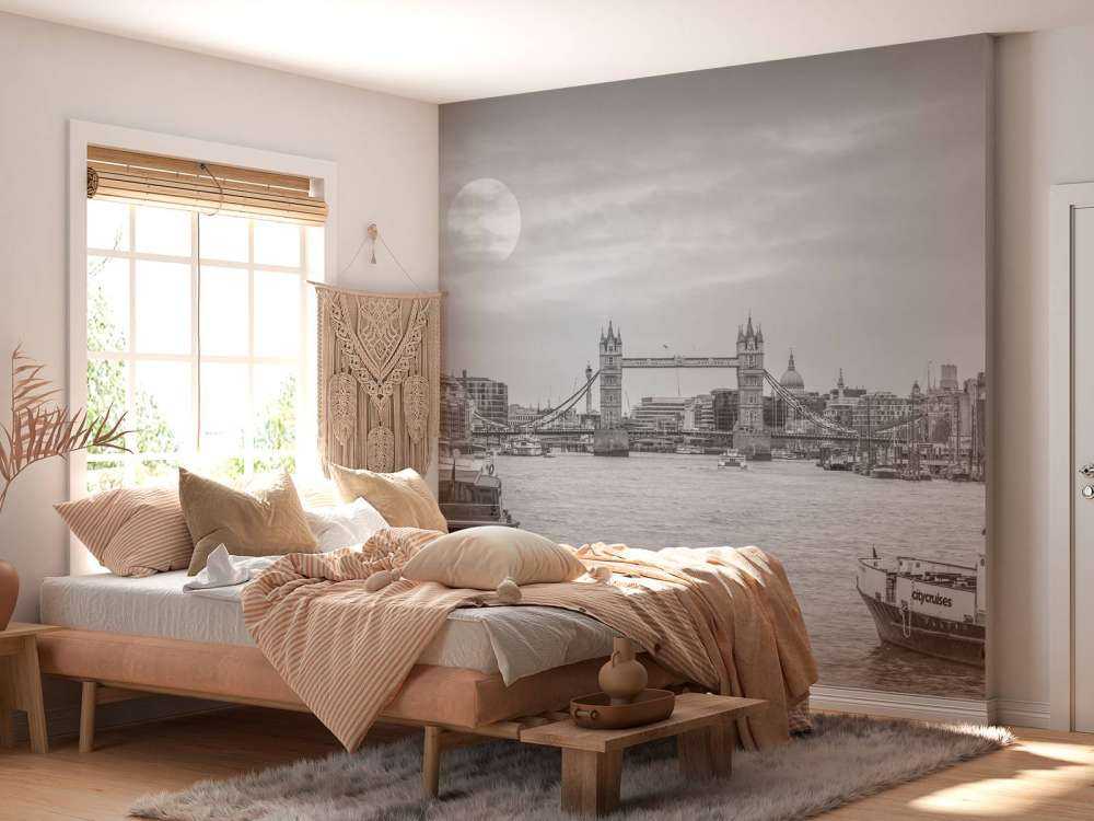 Stadsbild av London i svartvitt