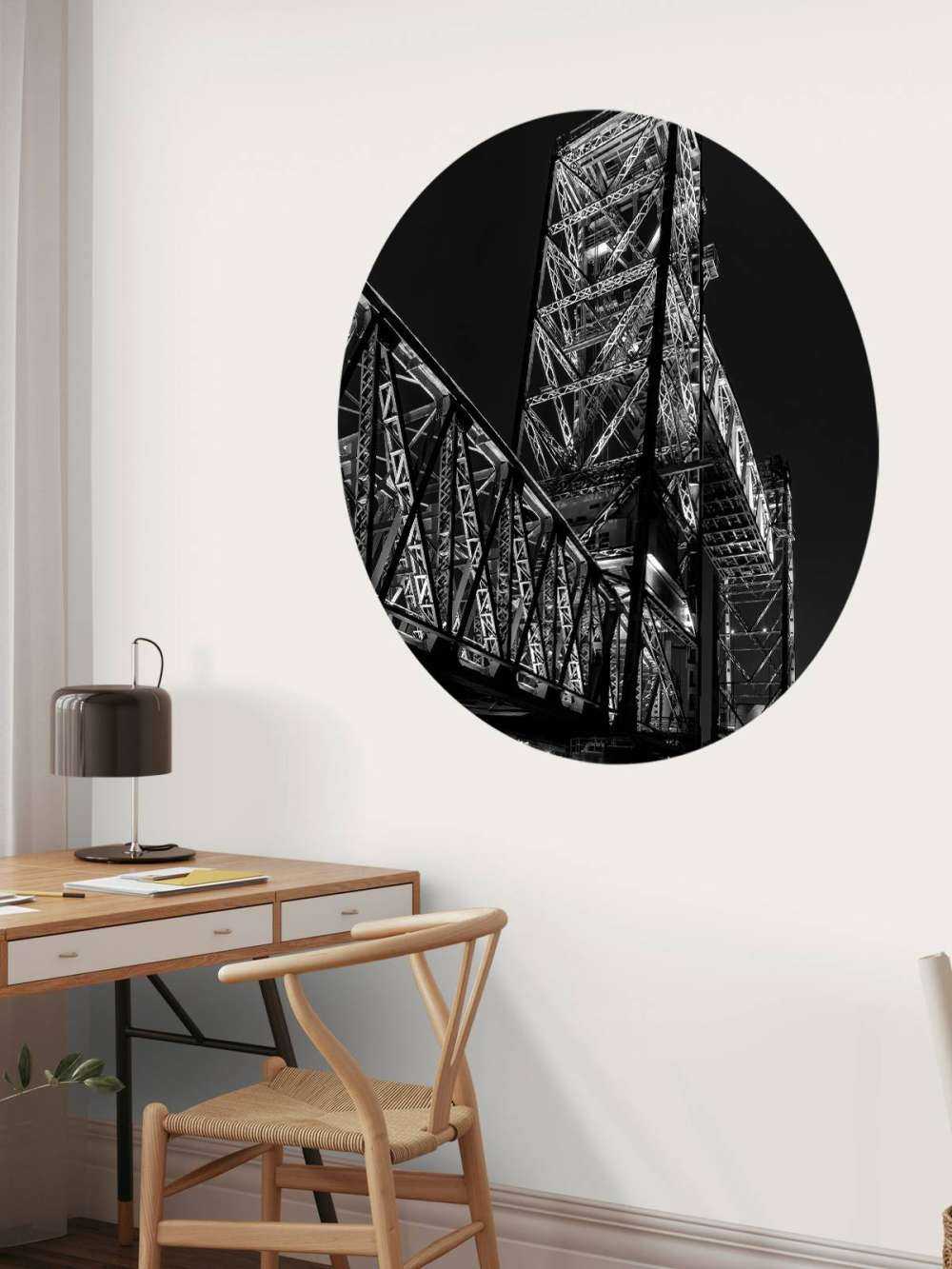 Den tidigare järnvägsbron De Hef i Rotterdam i svartvitt 