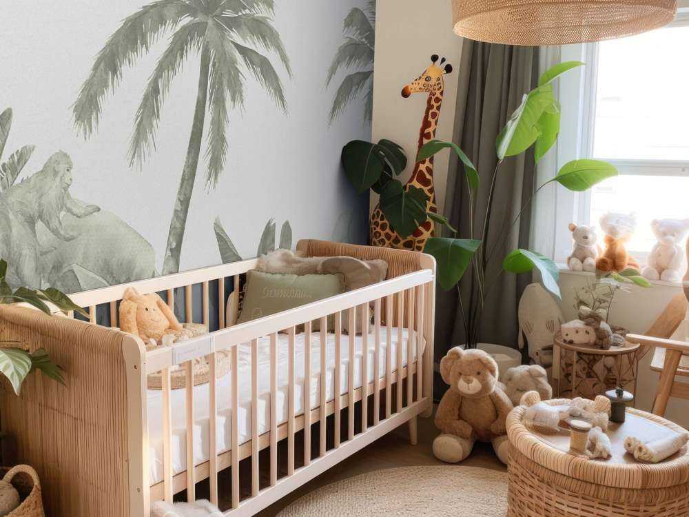 Aber og flamingoer i grønt