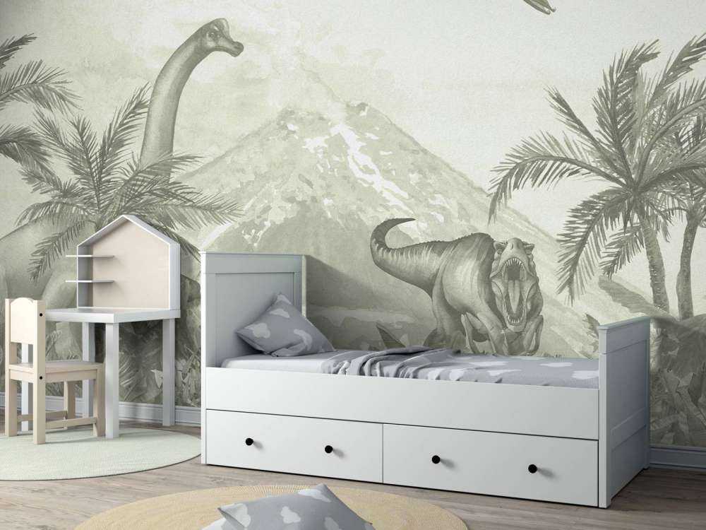 Forskellige dinosaurer i grønt