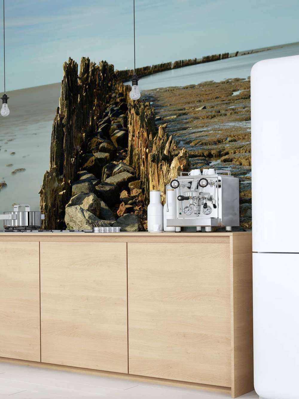 Bølgebryder af træ og sten