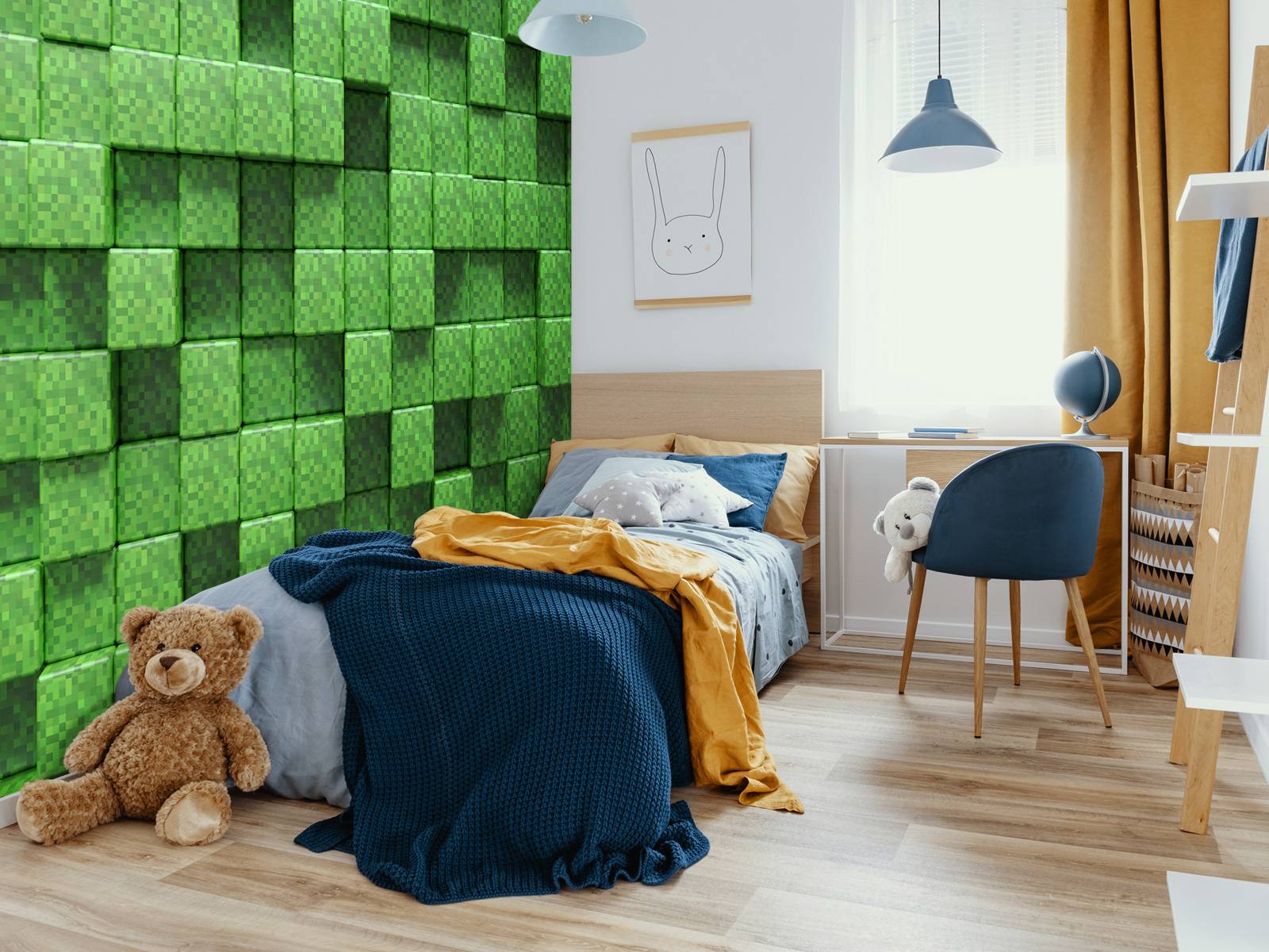 3D Minecraft græs - Fototapet, image size:1600x1200