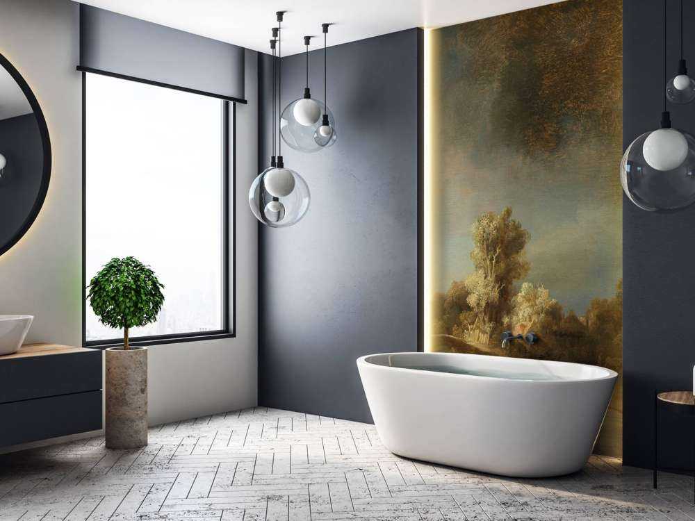 Landskab med stenbro