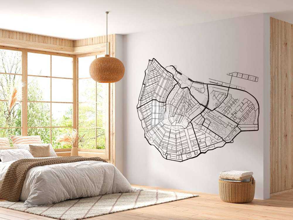 Amsterdam centrum kort, hvid