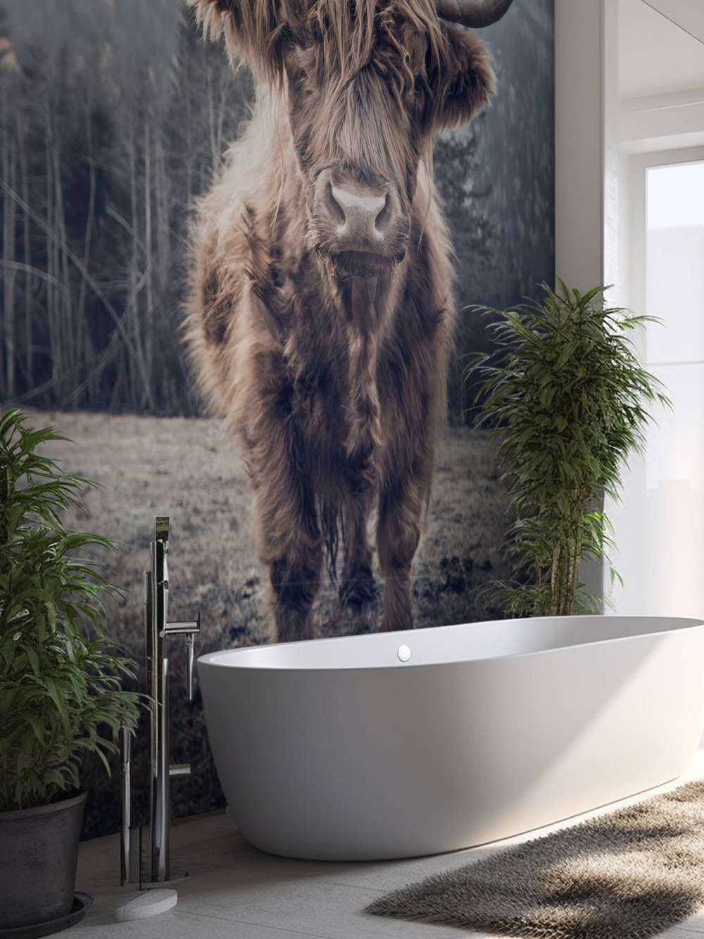 Scottish højlander ved skoven