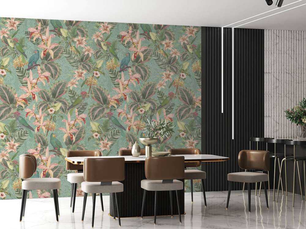 Tropiske junglefugle og papegøjer - mintgrøn