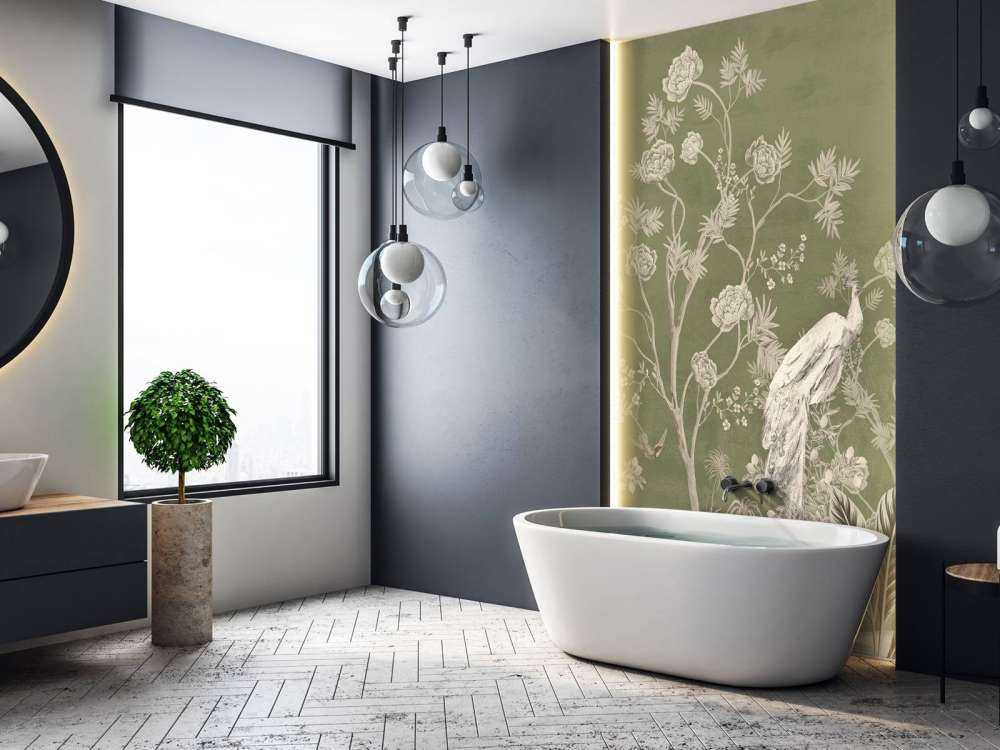 Påfugl Hviler i den Grønne Have