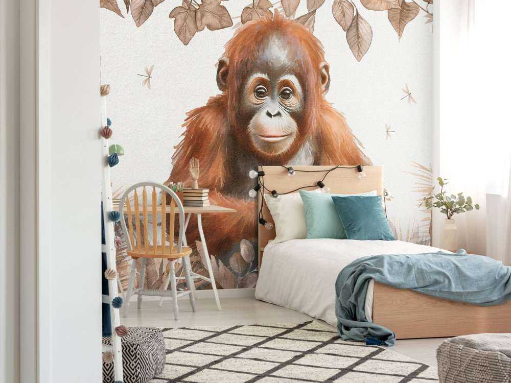 Ung orangutang i junglen taupe