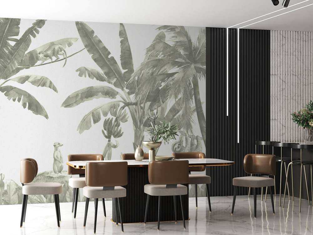 Små jungledyr i grønt