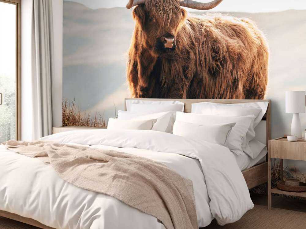 Skotsk højlander på en bakke