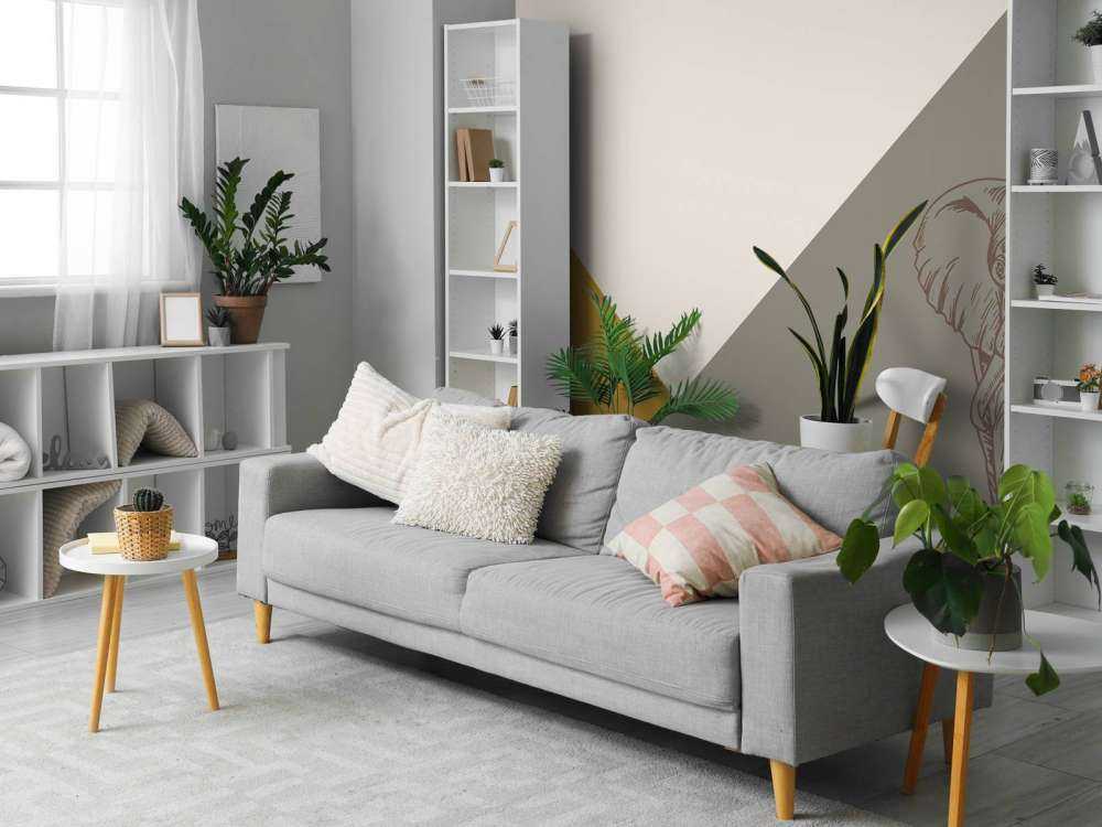 Trekanter i okkergult og grønt med elefant