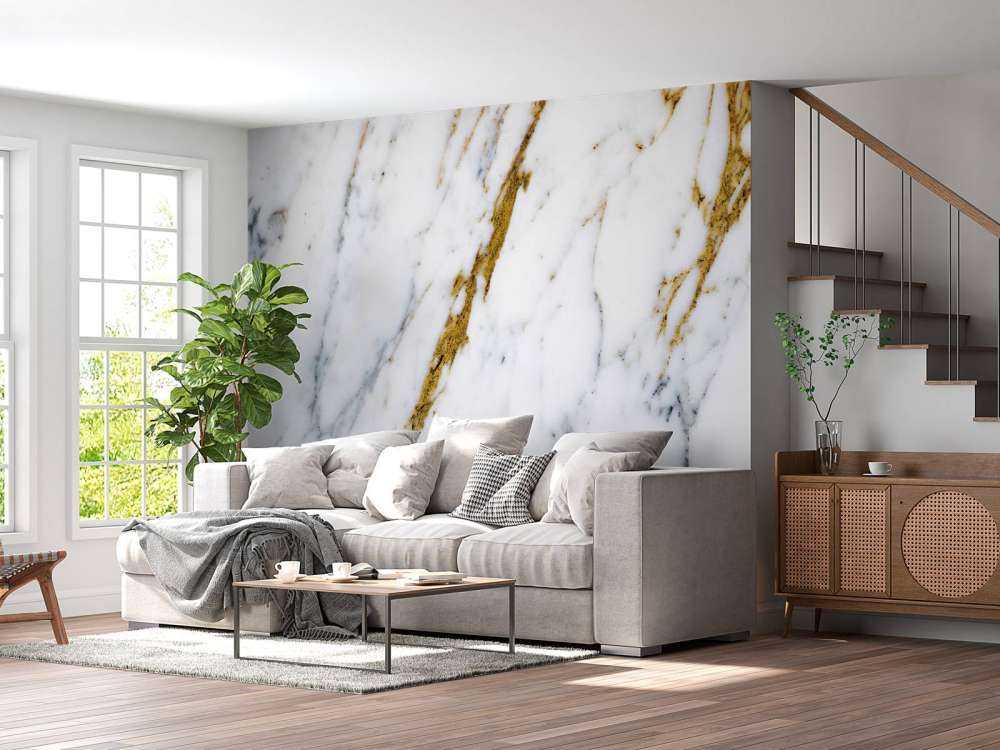 Hvid marmor med gyldne årer