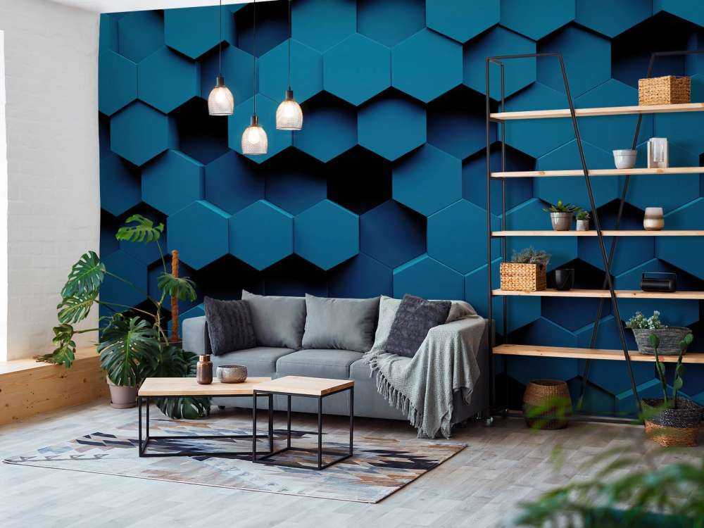 Mørkeblå Hexagons