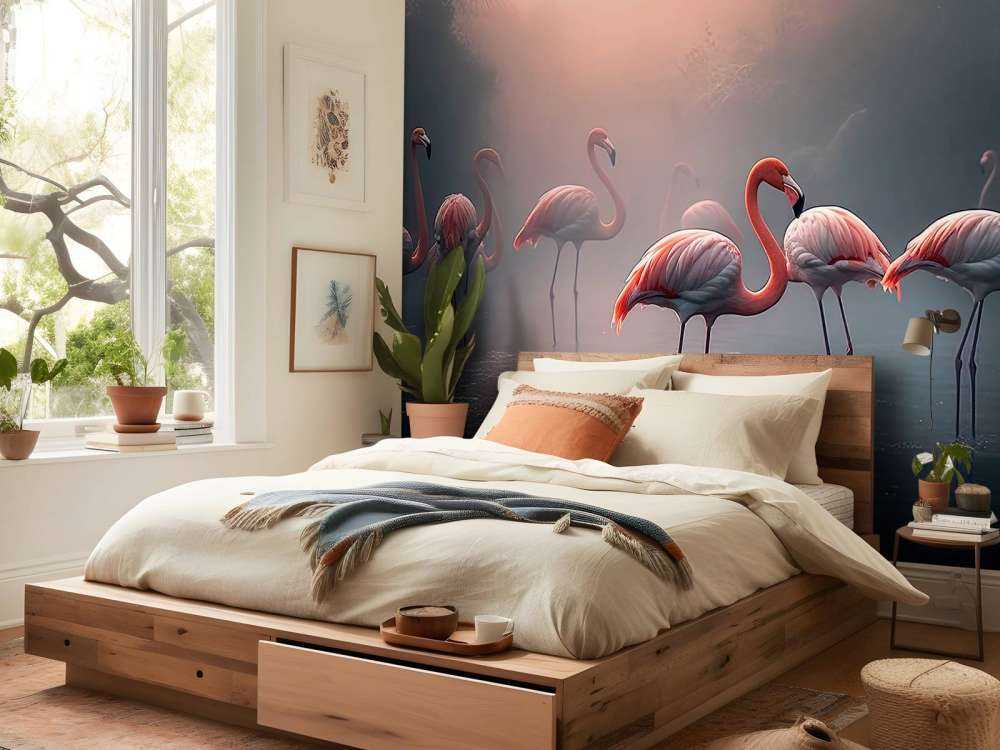 Tåkete Daggry Flamingoer