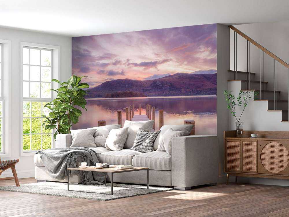 Trebrygge ved solnedgang