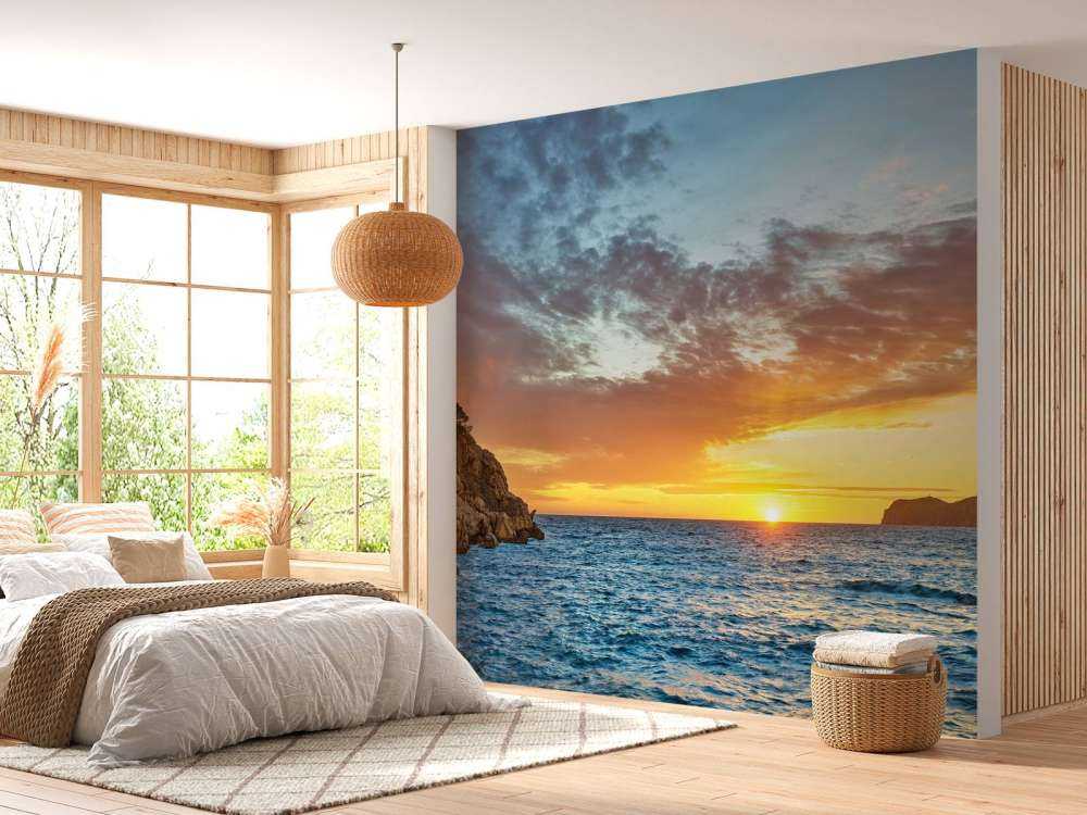 solnedgang på en øy