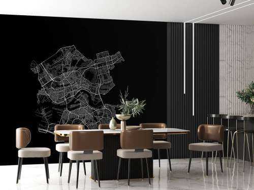 Kart over Rotterdam, svart