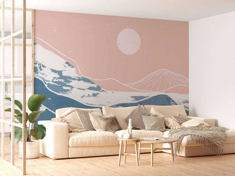 Vinterfjell foran solen