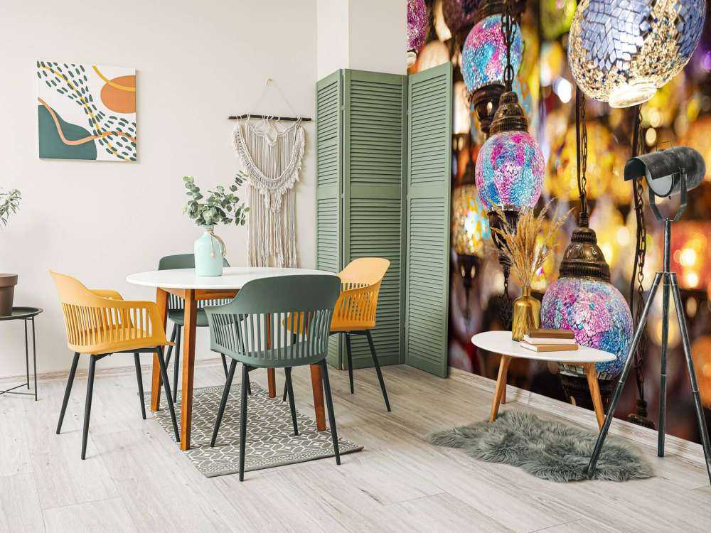 Farge helglass-lamper