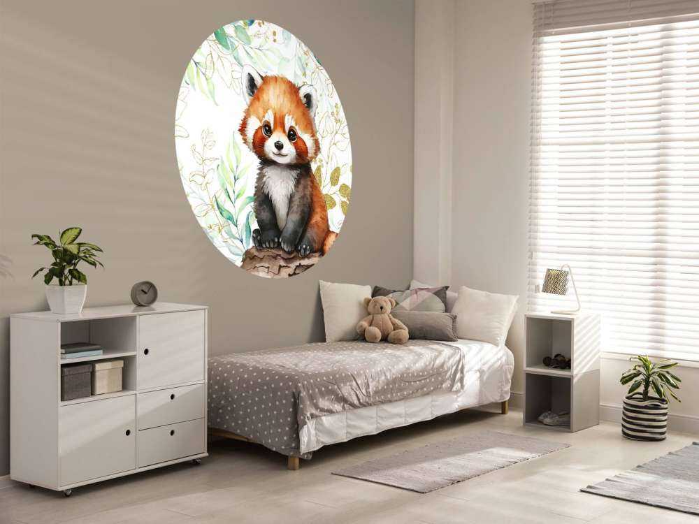 Söt röd panda och blad