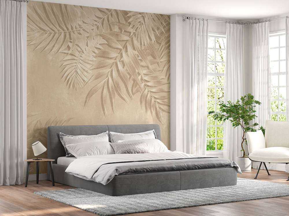 Strukturerade palmblad, beige