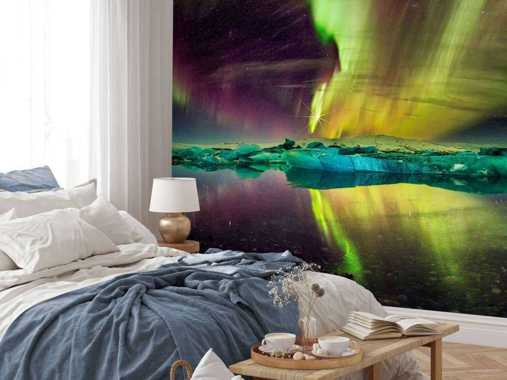 Norrsken i Jökulsárlón