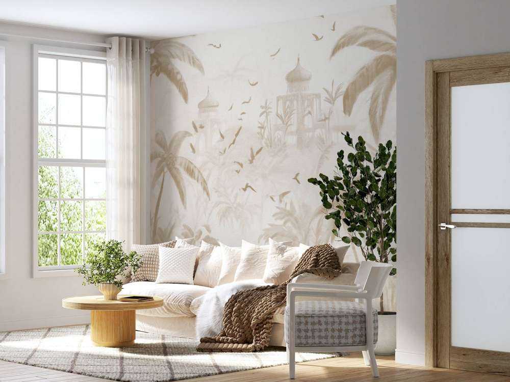 Orientalisk Trädgård i Gryningen, taupe