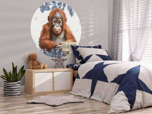Ung orangutang i djungeln blå