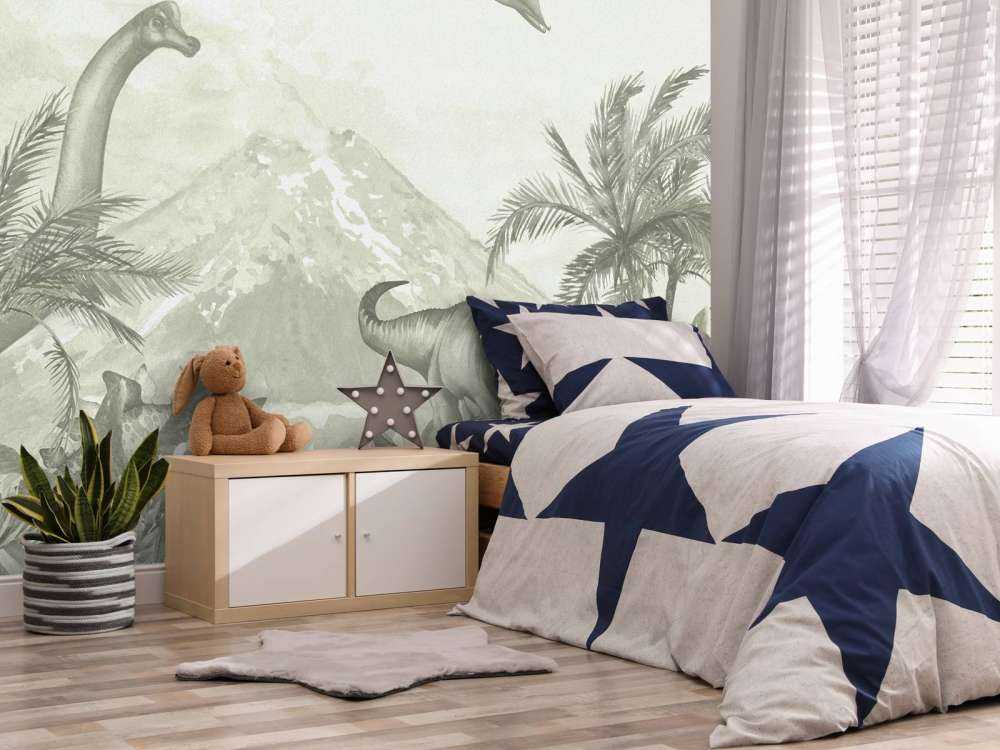 Olika dinosaurier i grönt