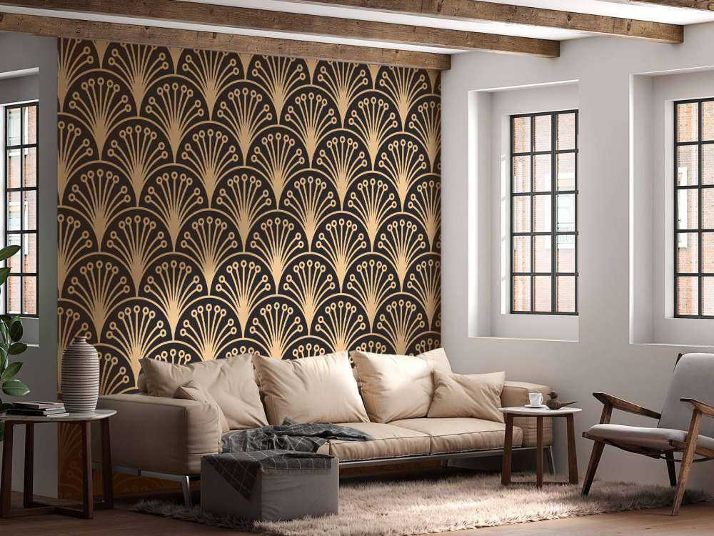 Guld art deco blommor