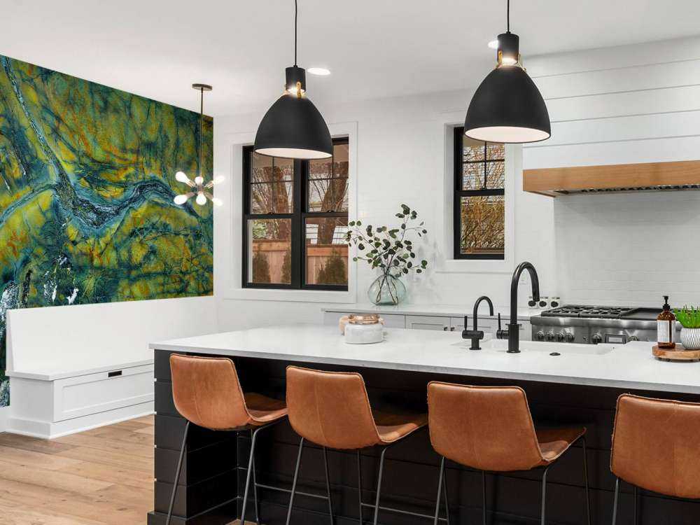 Grön marmor med orange