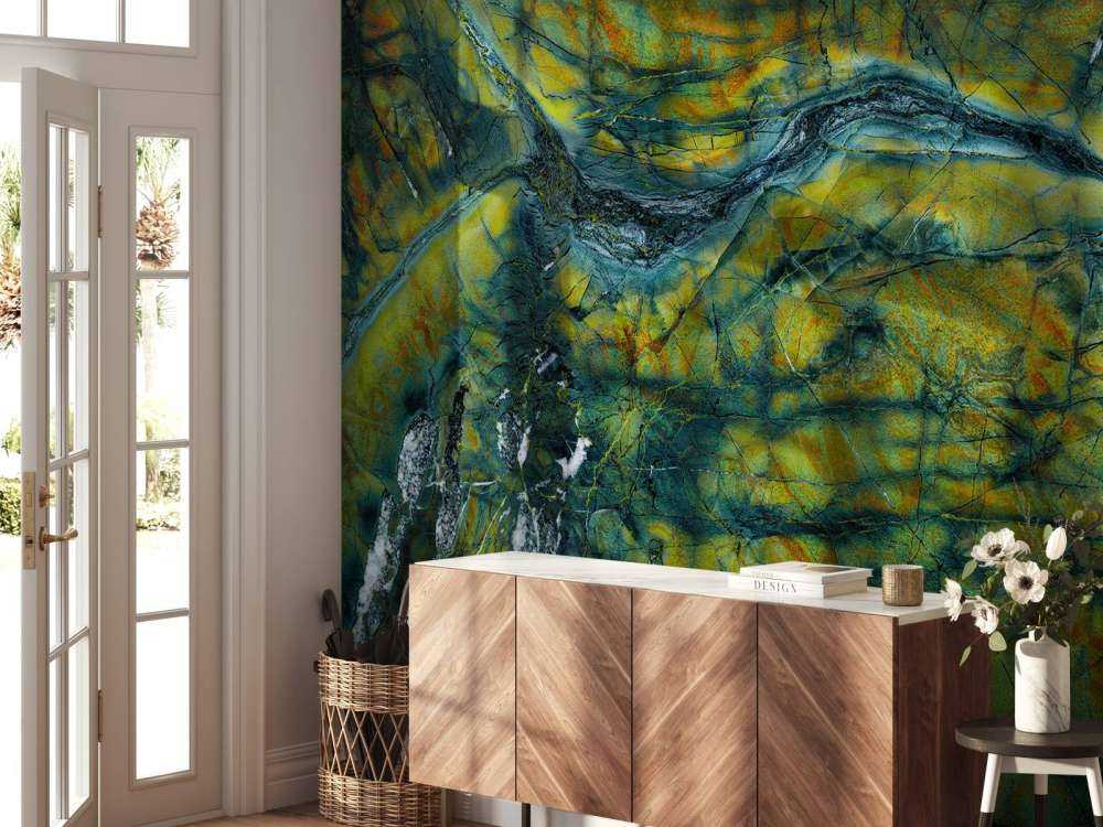 Grön marmor med orange