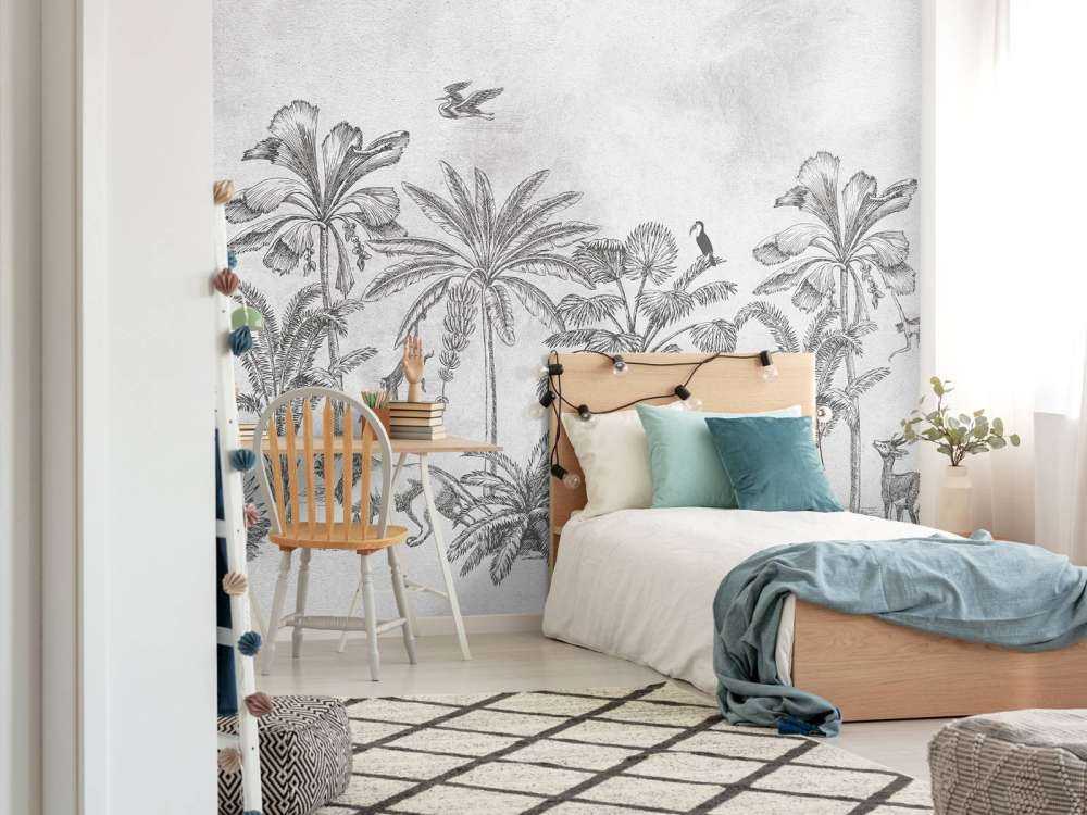 Tropiska djur djungel grå