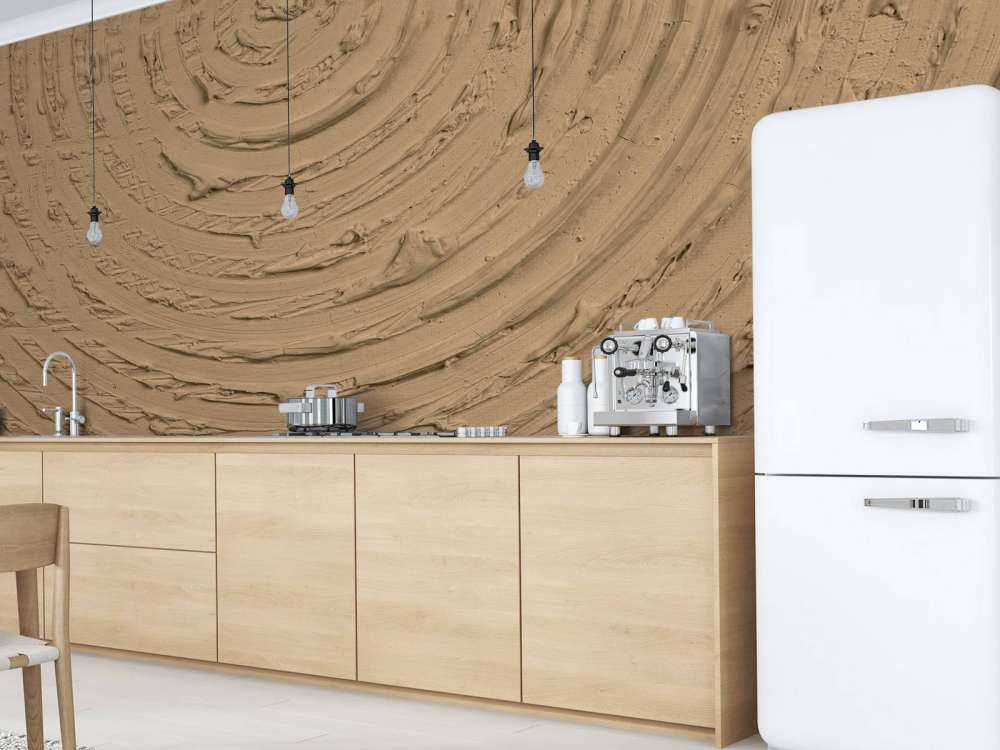 Runda former och linjer i guldbrunt